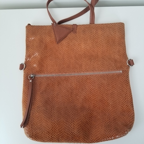 Sorial New York Cognac Brown Cross Body Python Snake Skin Print Leather Satchel - Picture 10 of 12